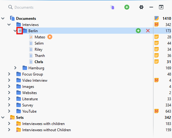 Activate folder icon highlighted