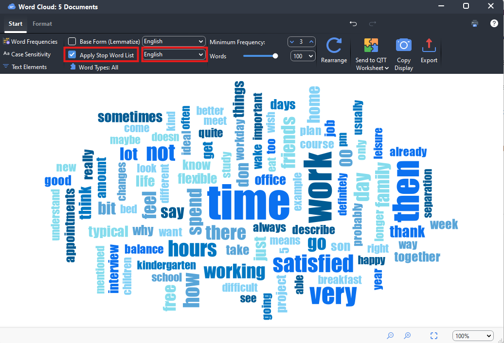 Apply Stop Word List toggled on and English highlighted