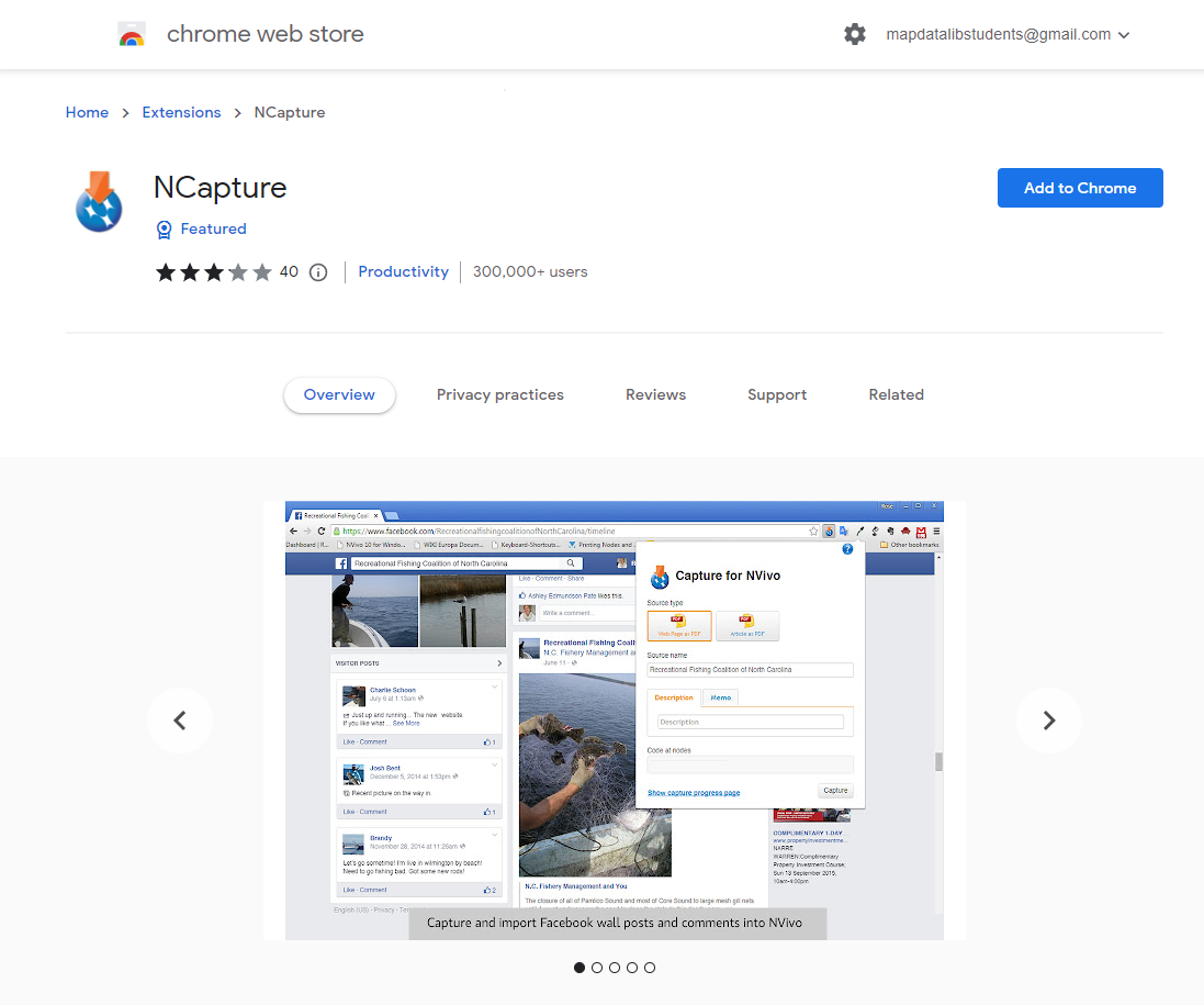 NCapture page on the Chrome web store.