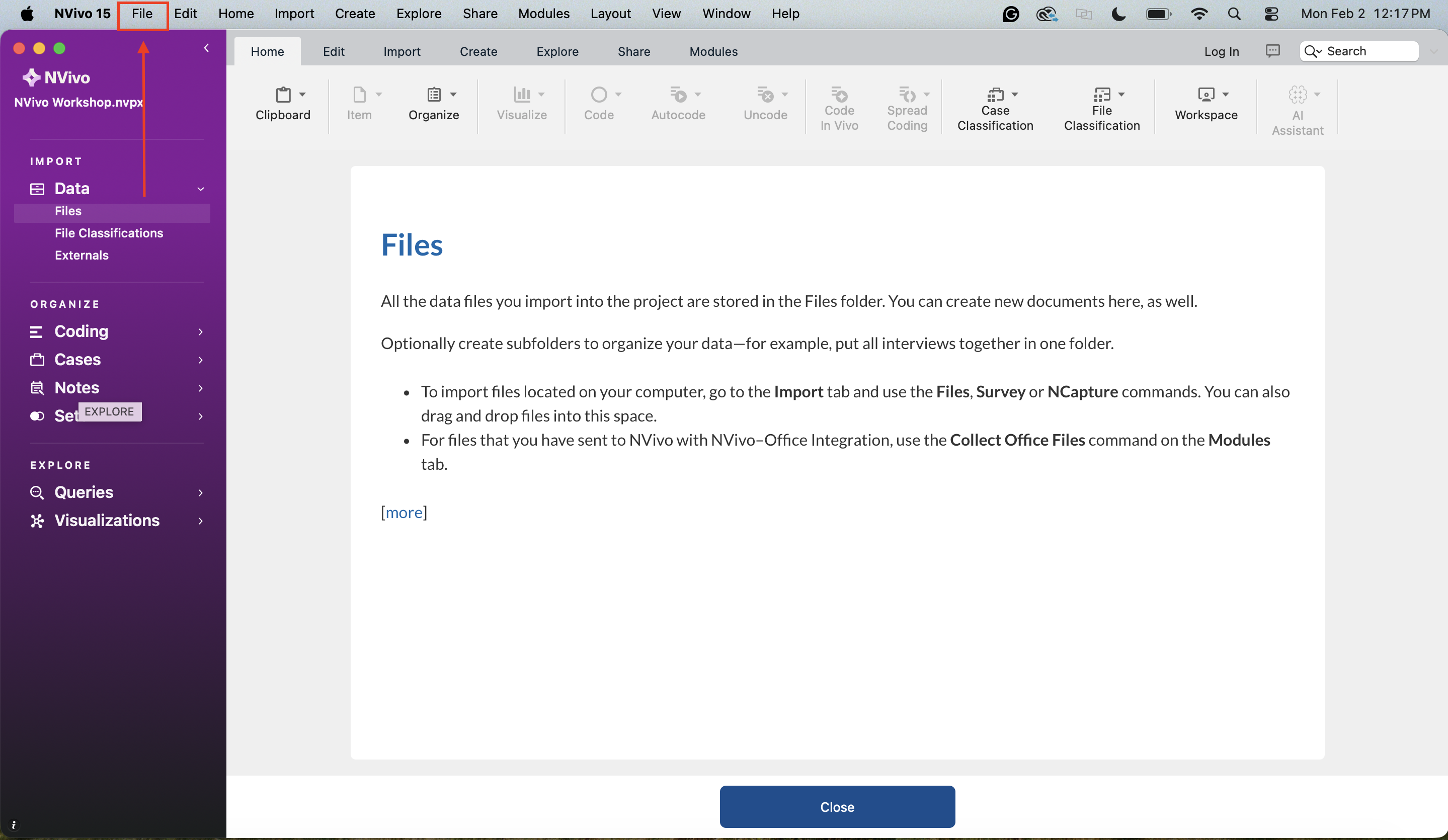 Under file, Save is selected 