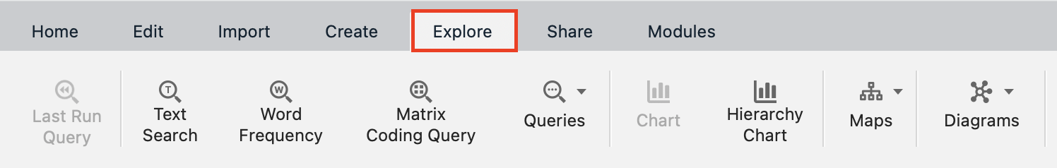 Explore menu tab outlined in Red.