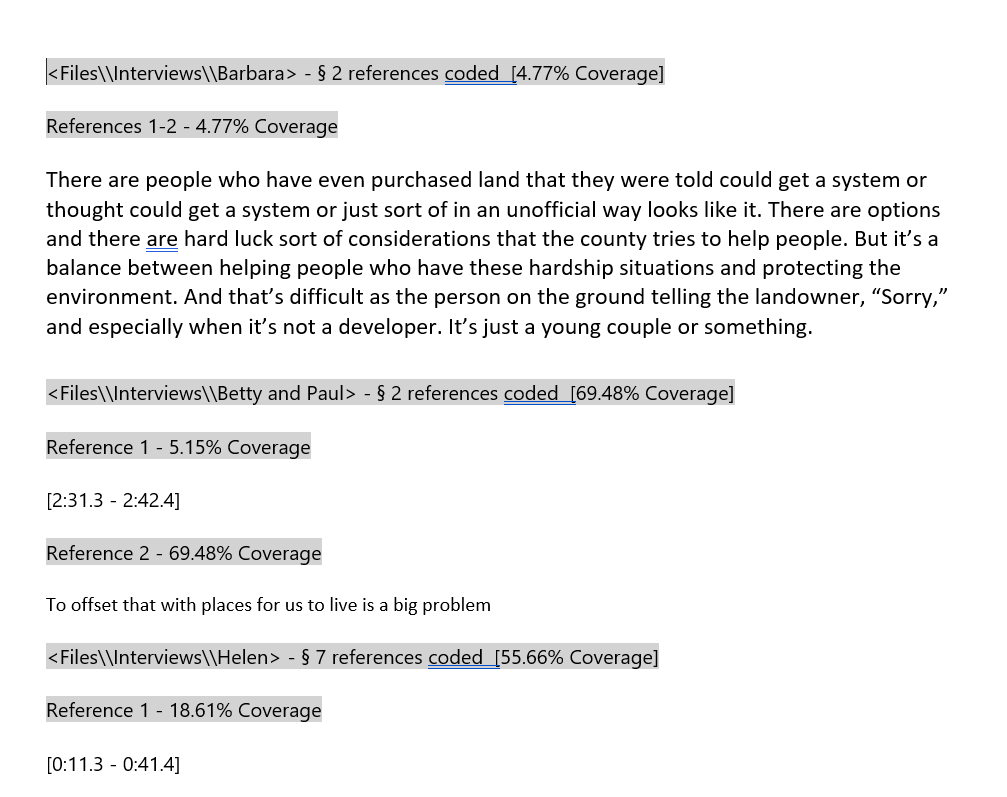 Word document showing some of the references to the code Balance
