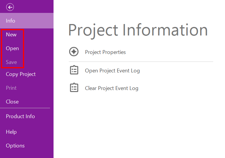 Red box around the file menu in the top ribbon.