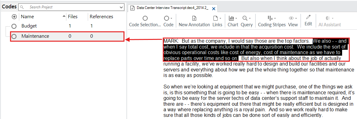 A red box around highlighted text. An arrow points from the text to a red box around the maintenance code.