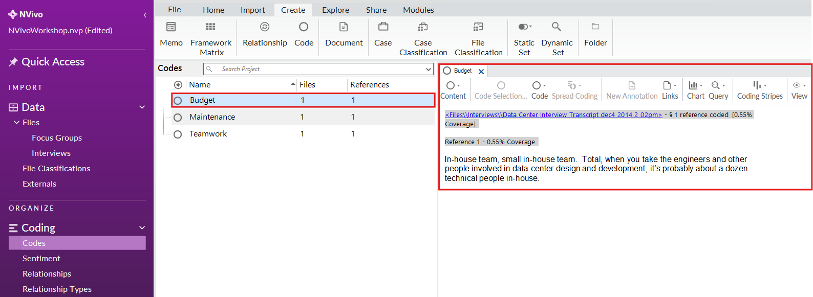 Left menu with Nodes outlined. The first node is selected and open on the right.