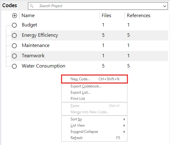 Node list with an open context menu and the new node option outlined.