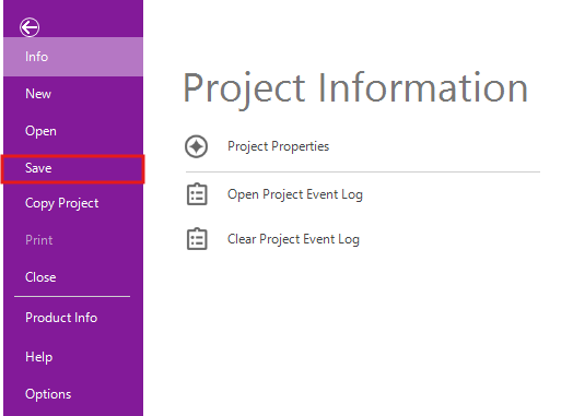 In the file menu, red box around Save.