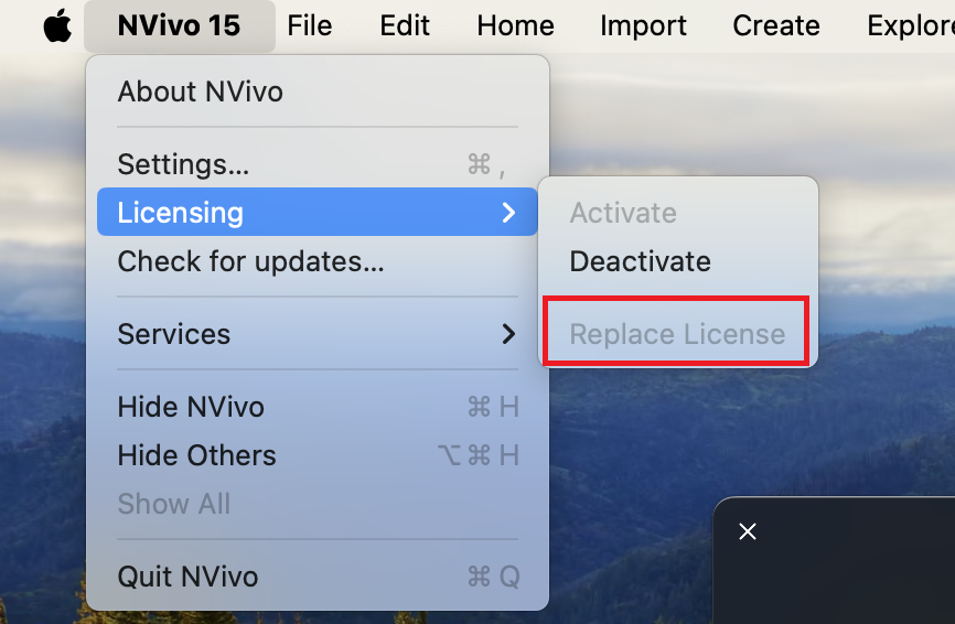 Replace License setting in NVivo15