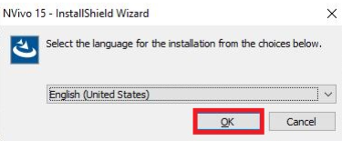  Installation Wizard with English selected and OK highlighted