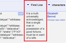 The new column, displaying the first name. Just to its left, the column JSONData with its intimidating rows of data.