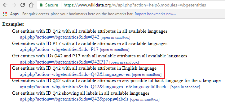 Wikidata's wbgetentities documentation