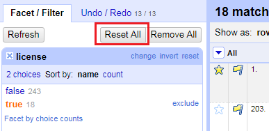 Click on Reset All at the top of the Facet tab.