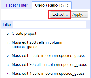Location of Extract button