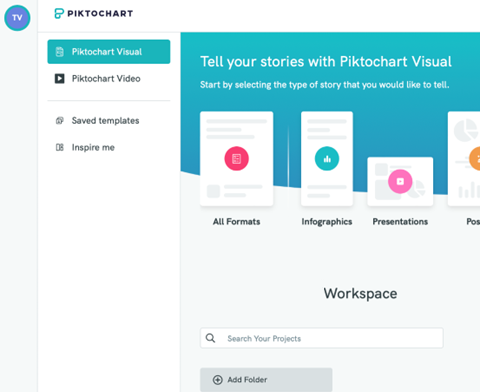 Image showing PIktochart's landing page.