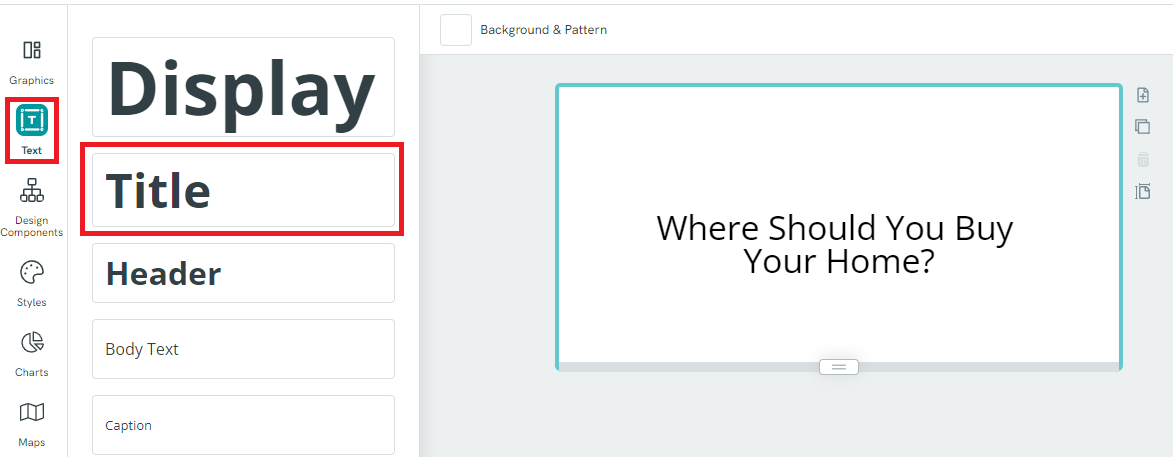 The text tab open with Title highlighted.