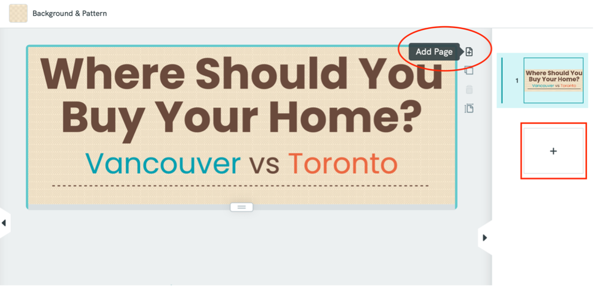A screenshot highlighting the Add Page function.