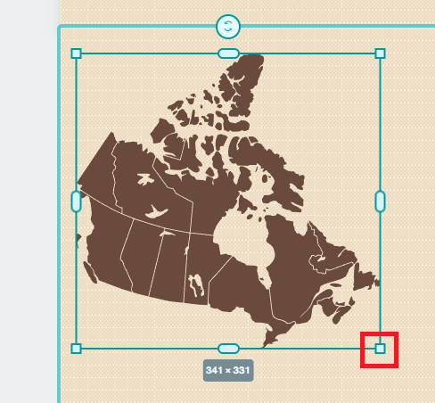 The map of the infographic selected with the bottom corner highlighted to resize the image.