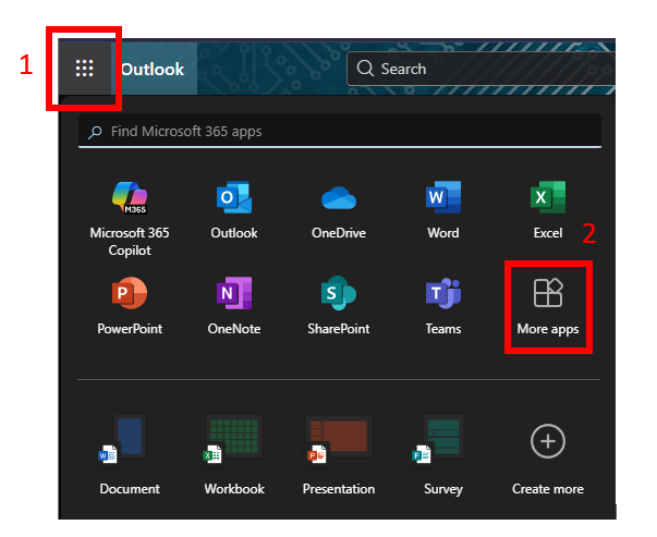 Accessing the Microsoft Apps Page
