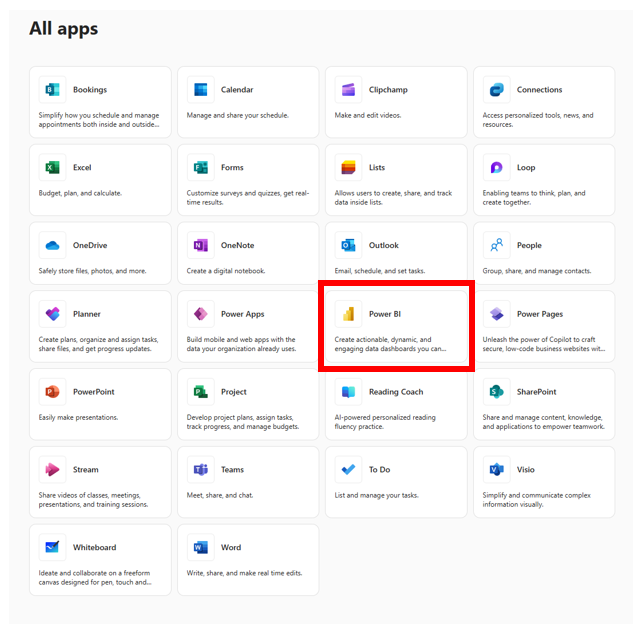 Power BI in All Apps