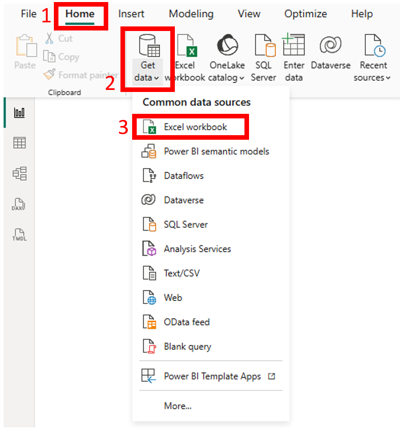 Importing own data via the Home menu