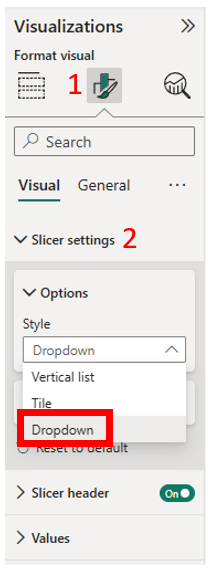 Selecting Slicer style