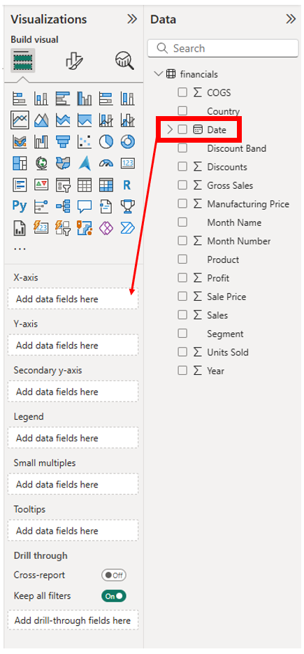 Adding data to axes for visualization
