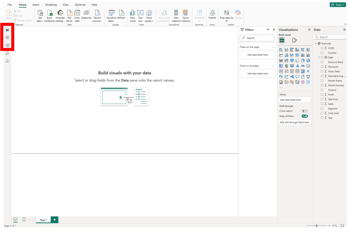 Changing view in Power Bi