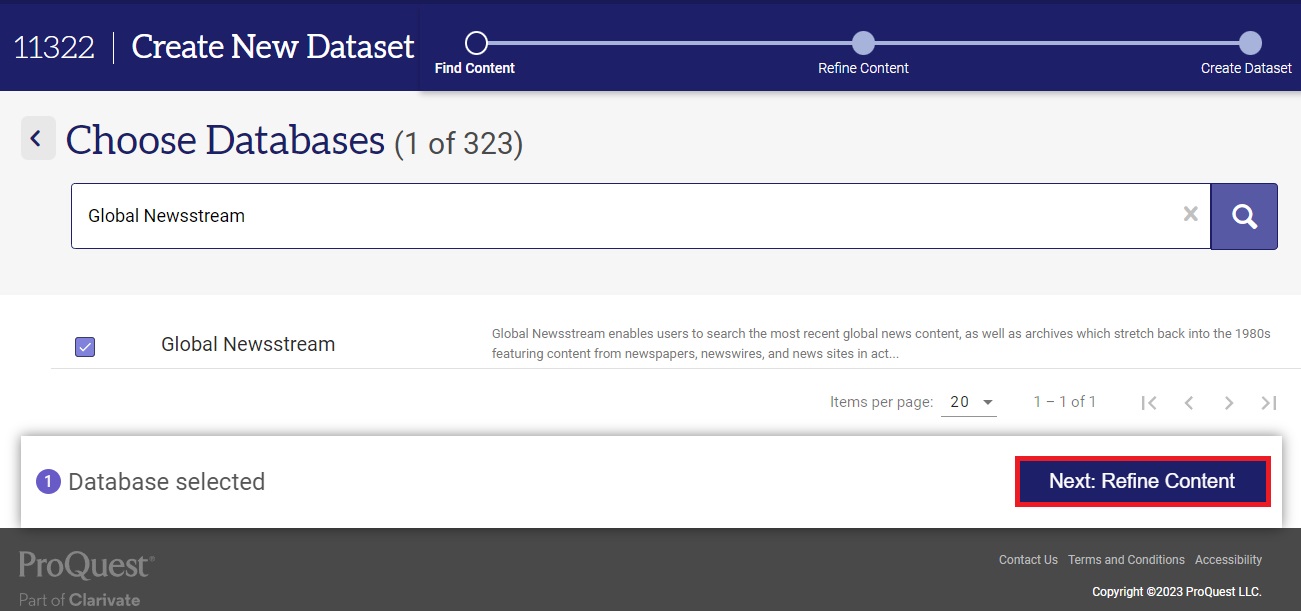Screenshot showing a list of documents that match search criteria
