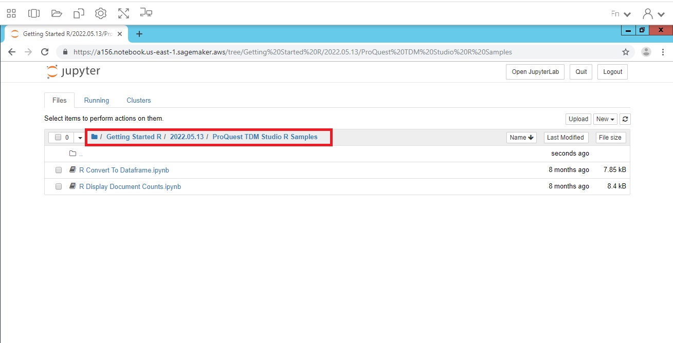 Image showing folder containing ProQuest TDM Studio R Samples