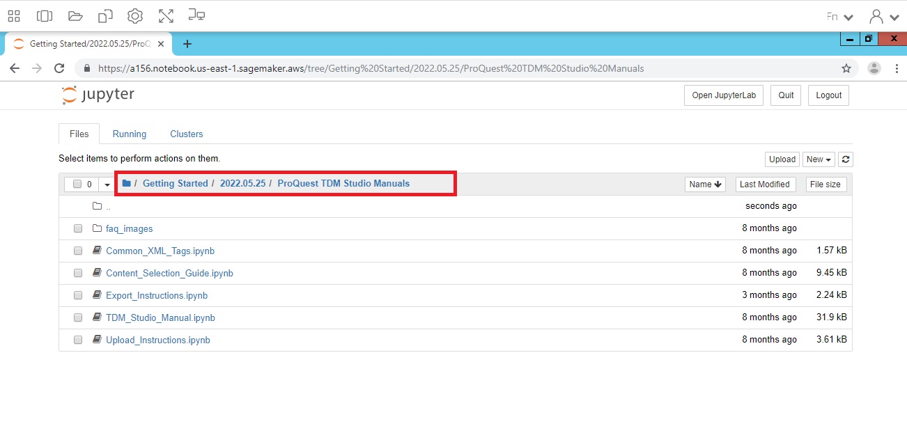 Image showing web folder containing ProQuest TDM Studio Manuals