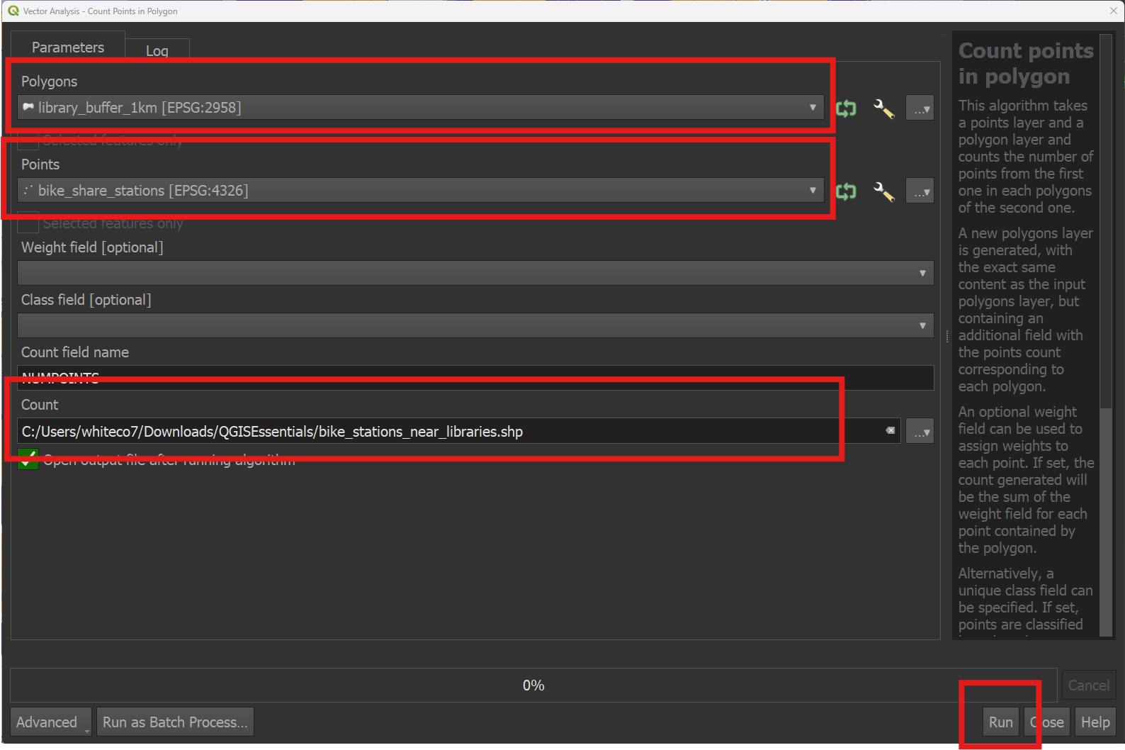 Save output, click Run