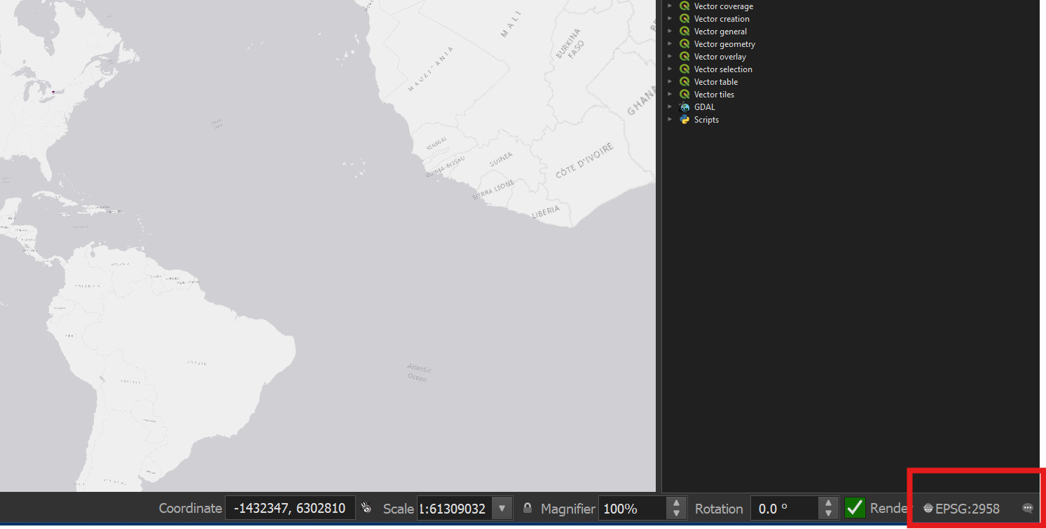 Coordinate system/projection options.
