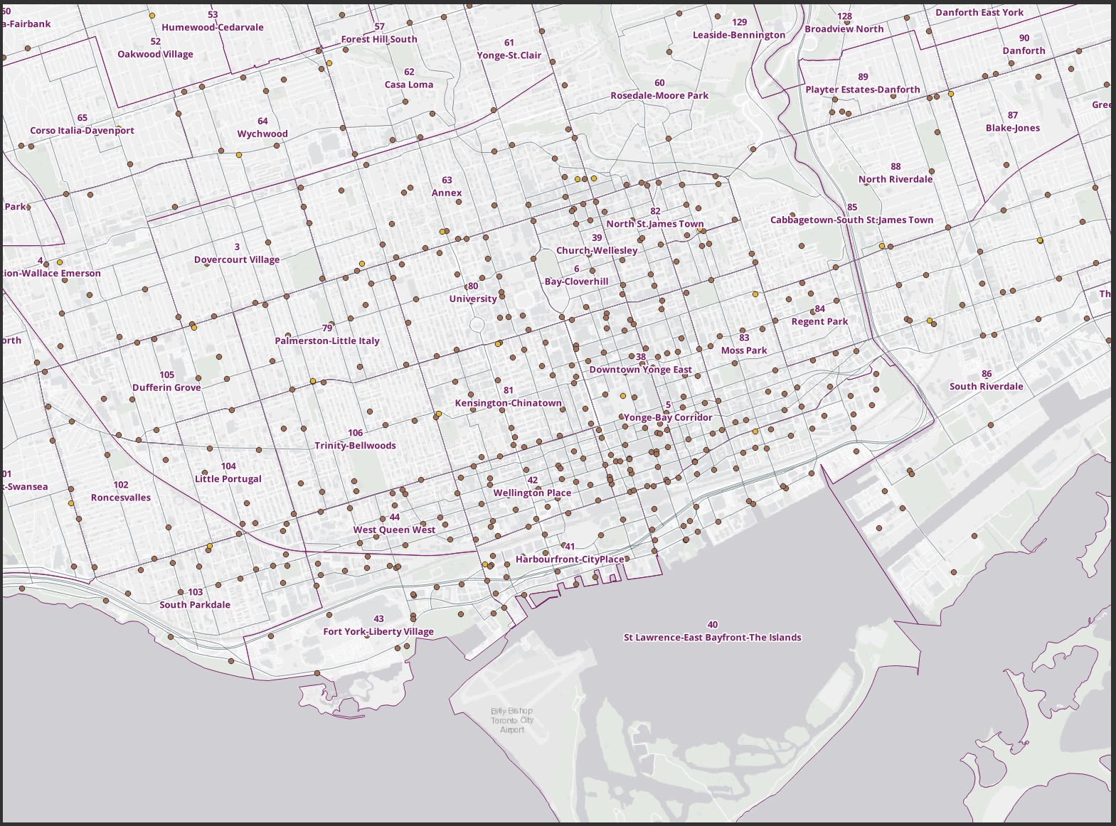 Filtered roads dataset in the map canvas