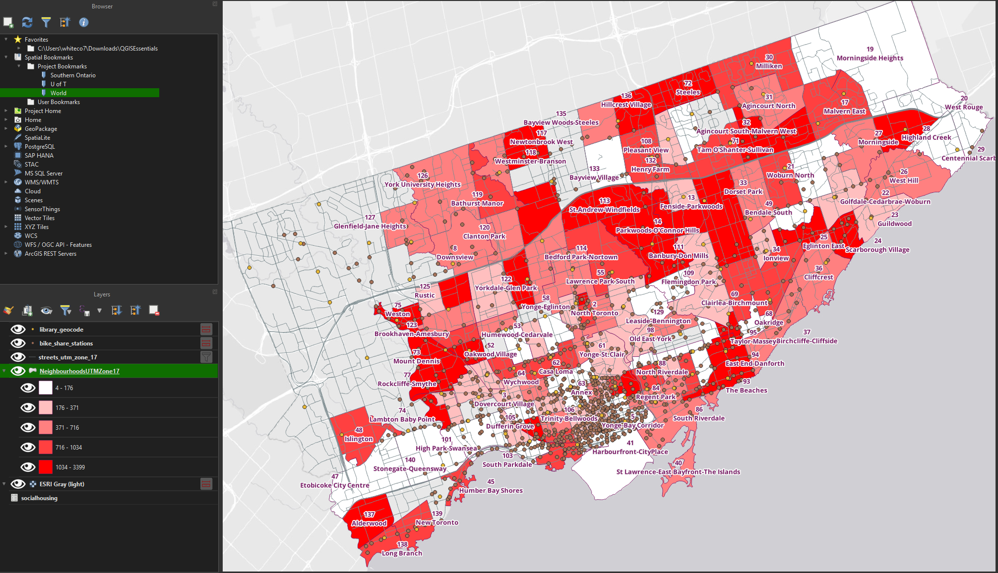 Graduated symbology in the map canvas