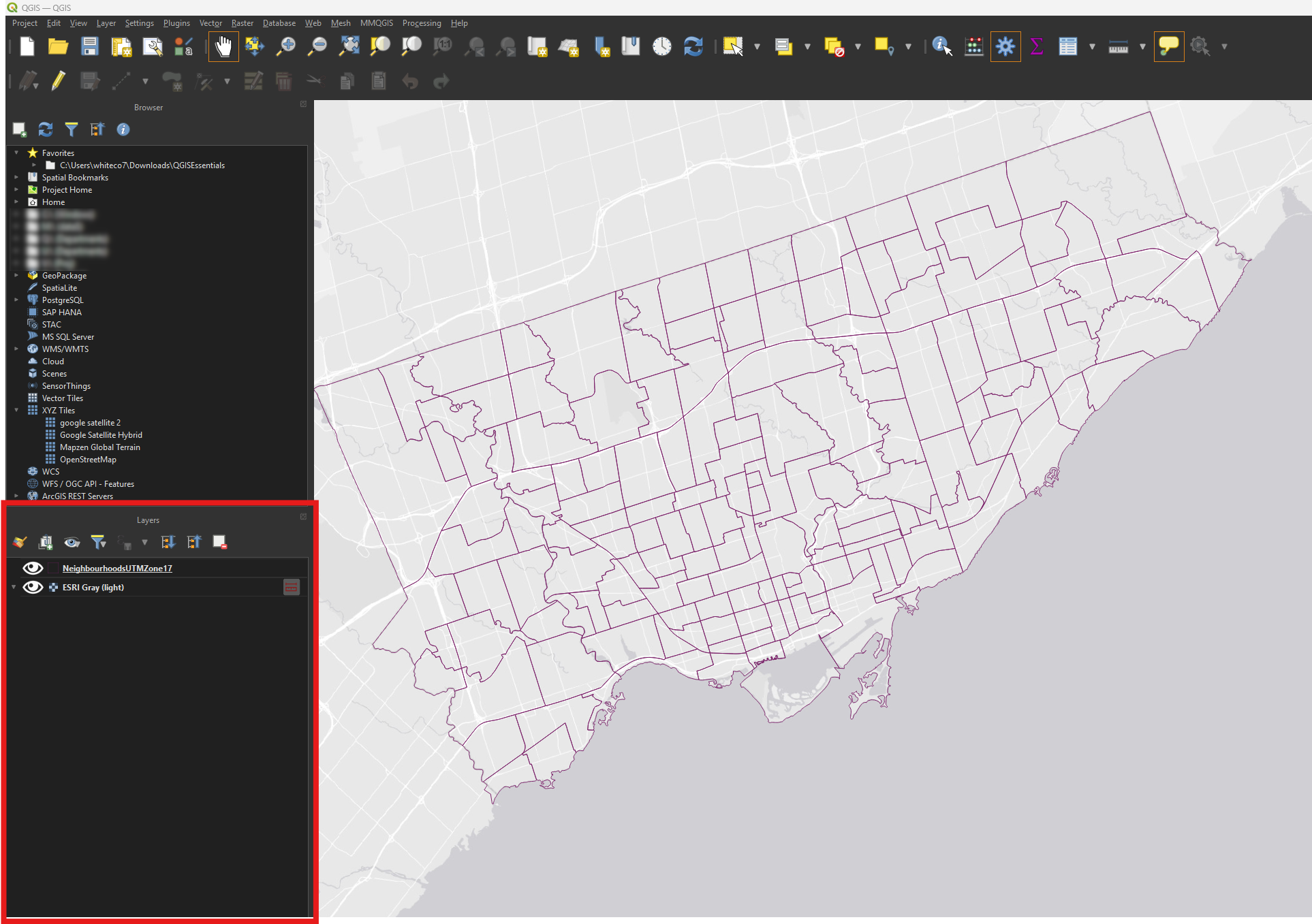 The QGIS Layers Panel.