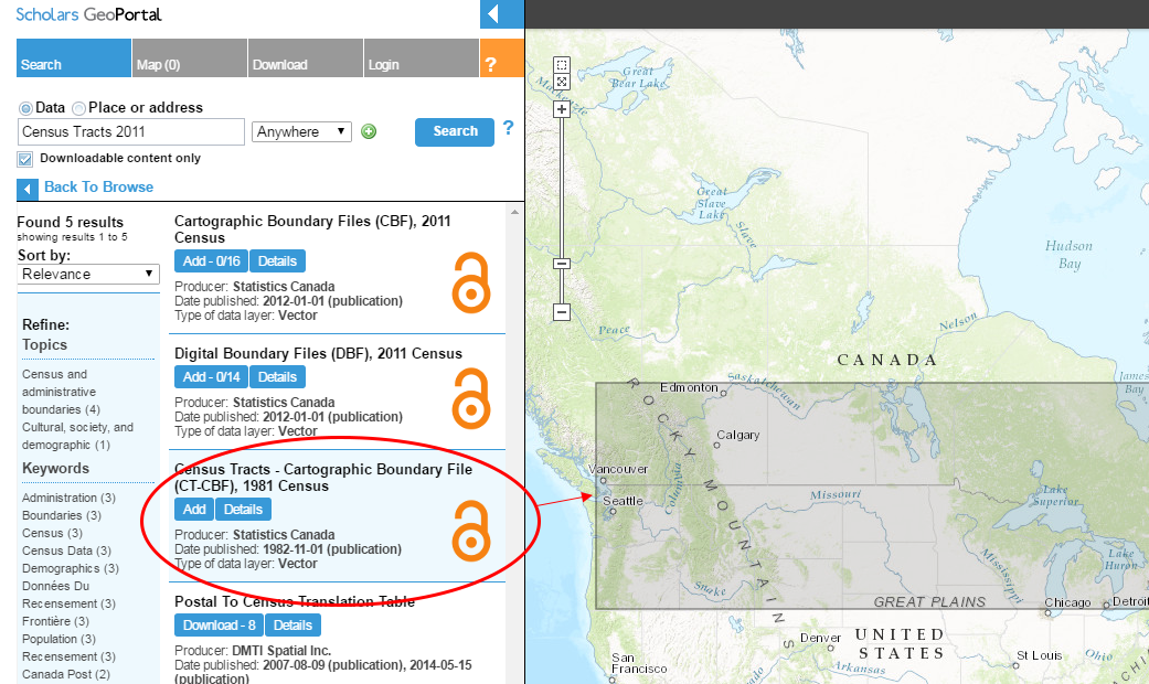 Screenshot showing the grey boundary which represents the geographic coverage of the selected dataset.