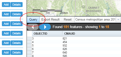 Screenshot showing the location of the Query button.