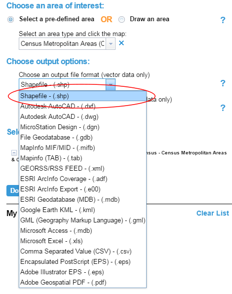 Screenshot highlighting the correct output file format selection.