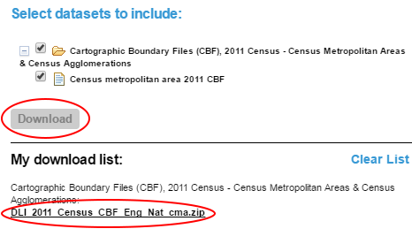 Screenshot showing the locations of the Download button and the .zip file which is ready to be downloaded.