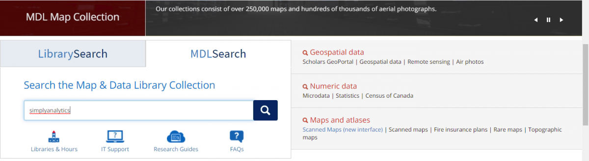 MDL library search bar
