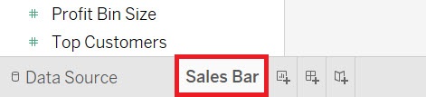 The result of renaming the new sheet to “Sales Bar”.