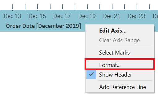 X-axis menu with the menu-item "Format..." highlighted.