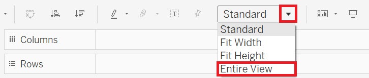 The Fit Control drop-down menu with the menu item "Entire View" highlighted.