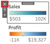 The selected Sale legend with the close button highlighted.