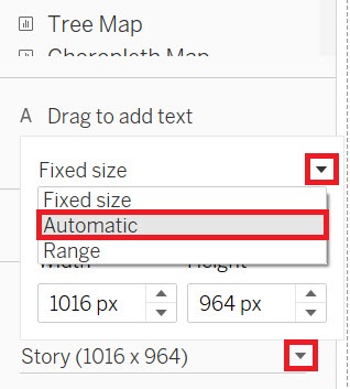 The Size drop-down menu with the sub-menu item "Automatic" highlighted. 