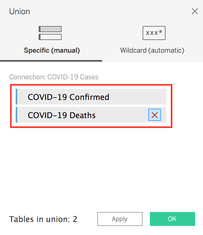 Union popup confirming the sheets to be joined.