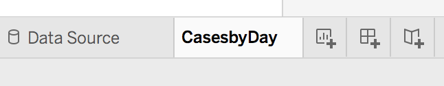 Renaming the new sheet to “CasesbyDay”