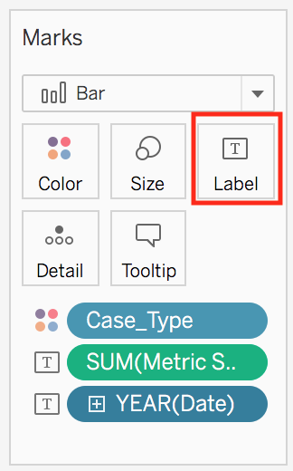 Label mark on the marks card is highlighted. 