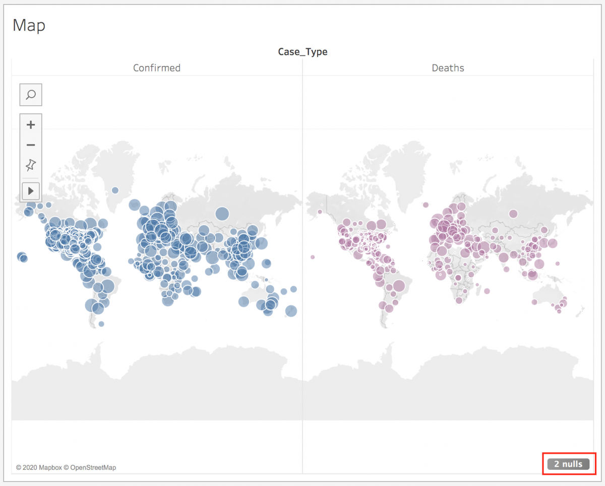 Map with the gray button "2 nulls" at the bottom highlighted