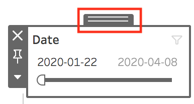 The "Date" filter item with the dark gray handle at the top highlighted